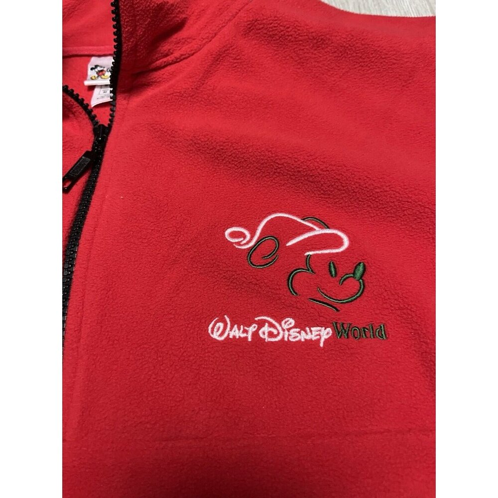 Walt Disney World Pullover Zip Up Sweater Red Christmas Mickey Mouse Medium - Picture 3 of 6